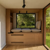 NOOK Base garden office with a single desk against the glazing