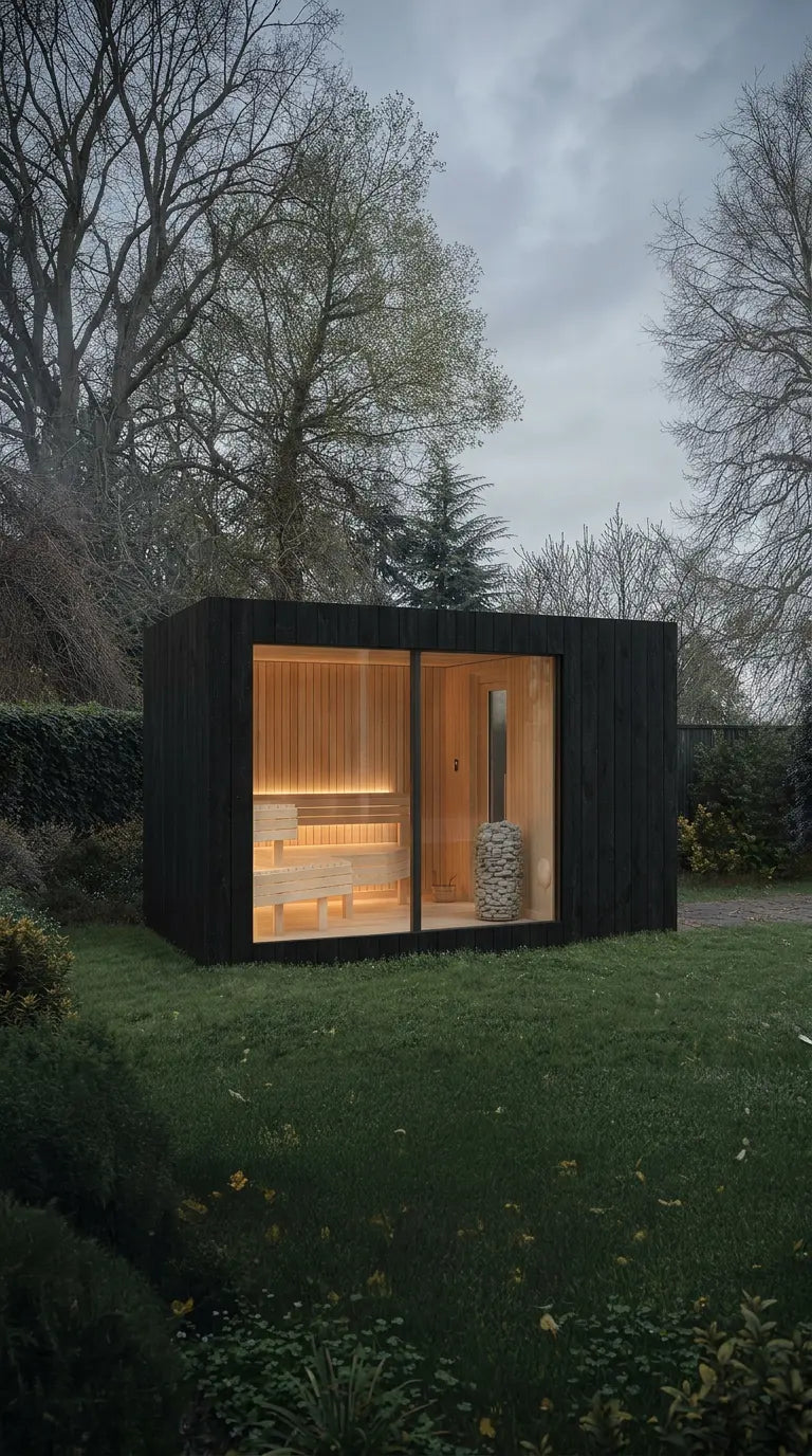 NOOK Sauna interior with hemlock wood and tempered glass
