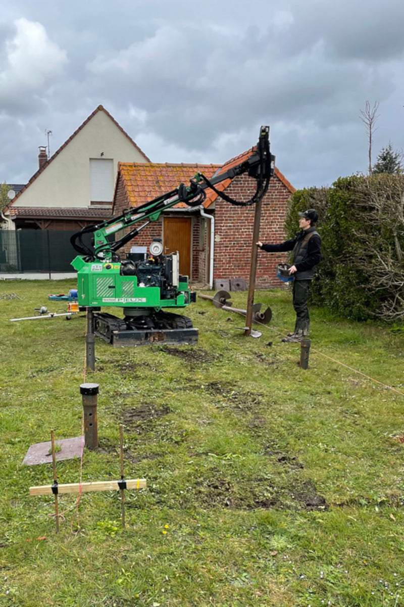 Helical-pile foundation install