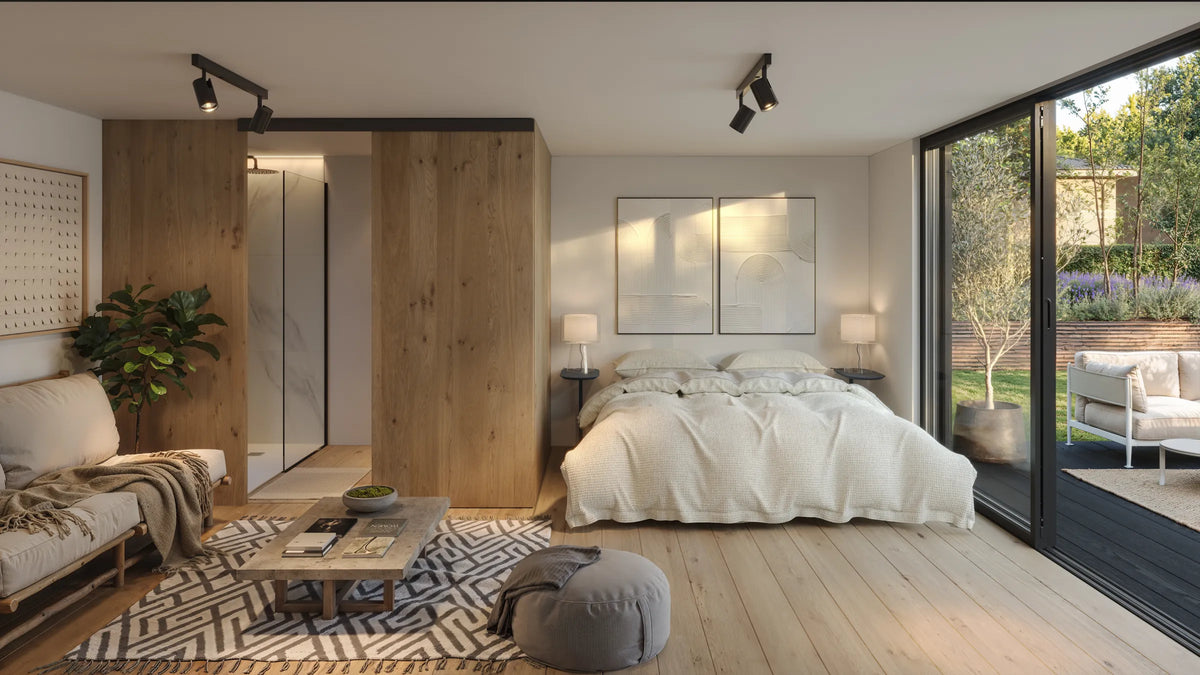 Visualisation of NOOK 20 with a bedroom and bathroom